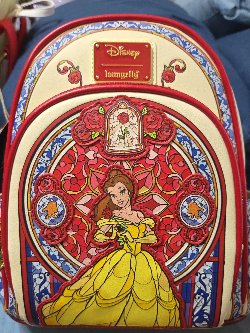 Loungefly Disney Beauty and the Beast Belle Yellow Red Cream Backpack